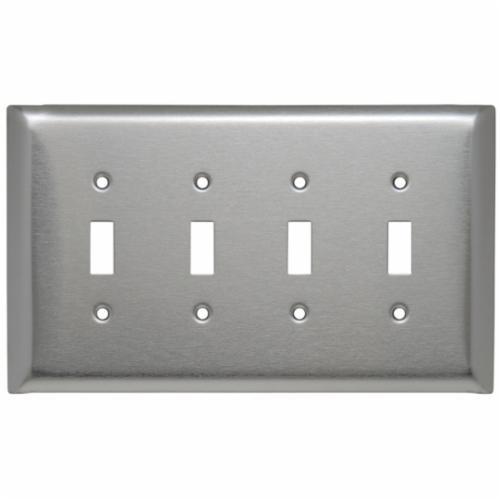 SSO4Pass & Seymour® SSO4 Jumbo Wallplate, 4 Gangs, 5.25 in H x 8.93 in W, 302 Stainless Steel/Thermoplastic