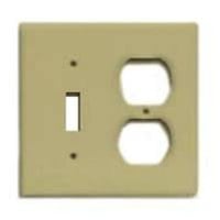 EATON Arrow Hart™ PJ18LA-SP-L PJ Series Midway Size Combination Wallplate, 2 Gangs, 4.87 in H x 4.94 in W, Polycarbonate/Thermoplastic, Light Almond