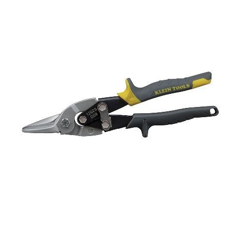 Klein® 1202S Aviation Snip With Wire Cutter, 18 to 22 ga Cutting, Blunt Tip, 1-1/2 in L of Cut, Straight/Wide Curve Snip, Steel Blade, Plastic Handle, Contoured Grip, ASME B107.16M