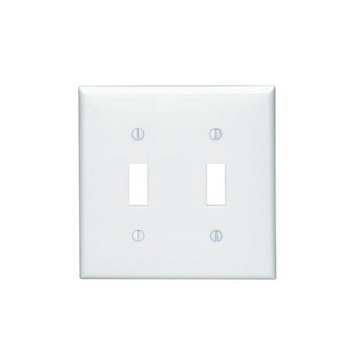 Leviton® 80709-W Standard Size Traditional Wallplate, 2 Gangs, 4.5 in H x 4.56 in W, Thermoplastic, White