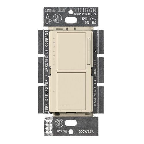 Maestro® MA-L3S25-LA Dual Digital Fade Dimmer, 120 VAC, 2.5 A, 1 Poles, On/Off Operation, Light Almond