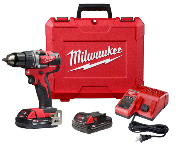 Milwaukee® M18™ 2801-22CT Compact Brushless Cordless Drill Kit, 1/2 in Chuck, 18 VDC, 0 to 500/0 to 1800 rpm No-Load, 6-1/2 in OAL, REDLITHIUM™ Battery