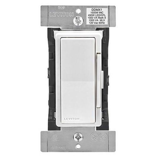 Leviton® Decora® DDMX1-BLZ 3-Way Magnetic Low Voltage Universal Digital Dimmer Switch With Bluetooth® Technology, LED Locator, Brightness Display, 120 VAC, 1 Poles, Soft On/Fade Off Operation, Ivory/Light Almond/White