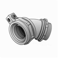 4Q-4100LTO-Z/Gedney Ground-Tite® 4Q-4150LT Concretetight Liquid Tight Oiltight Positive Grounding Raintight Conduit Connector With Lug and Insulated Throat, 1-1/2 in Trade, 6 to 1/0 AWG Cable Openings, 45 deg, Malleable Iron, Zinc Electroplated