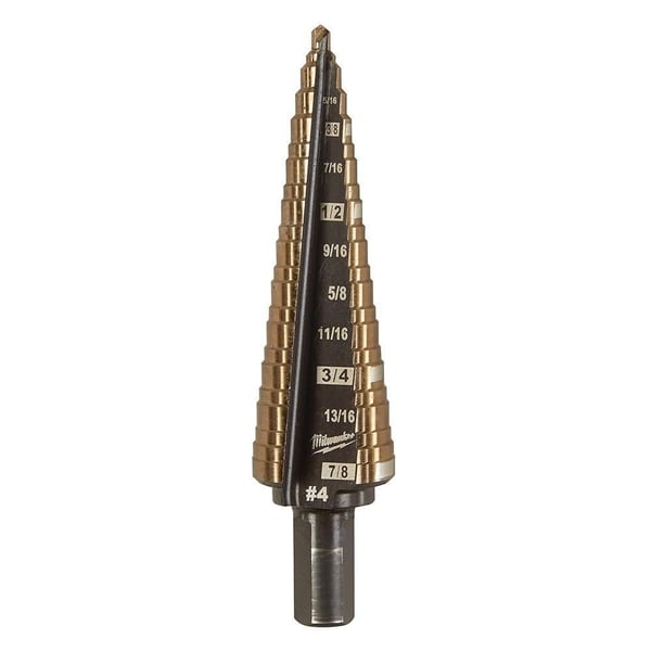 48-89-9284Milwaukee® 48-89-9284 Single Ended Step Drill Bit, 3/16 in Dia Min Hole, 7/8 in Dia Max Hole, Bi-Metal, 3/8 in Shank