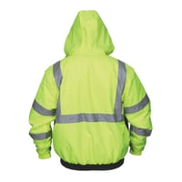 VBBQCL3LLMCR Safety VBBQCL3LXL Luminator™ Insulated Bomber Jacket With (2) Outer Front Pockets and (3) Inner Pockets, XL, Black/Hi-Viz Fluorescent Lime, Polyester/Polyurethane, Resists: Water, ANSI/ISEA Type R Class 3, Hideaway Drawstring Hood