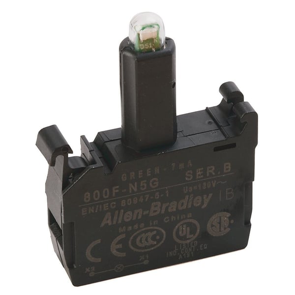 800F-N5GAllen-Bradley, 800F-N5G, Integrated LED, Latch Mount, 120V AC, Green LED