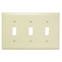 Pass & Seymour® TradeMaster® TP3-I Standard Wallplate, 3 Gangs, 4.7 in H x 6-3/8 in W, Thermoplastic, Ivory