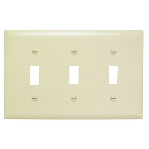 Pass & Seymour® TradeMaster® TP3-I Standard Wallplate, 3 Gangs, 4.7 in H x 6-3/8 in W, Thermoplastic, Ivory