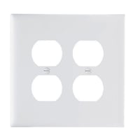 Pass & Seymour® TradeMaster® TPJ82-W Junior Jumbo Receptacle Wallplate, 2 Gangs, 4.9 in, Thermoplastic, White