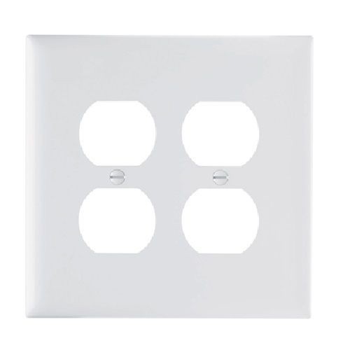 Pass & Seymour® TradeMaster® TPJ82-W Junior Jumbo Receptacle Wallplate, 2 Gangs, 4.9 in, Thermoplastic, White