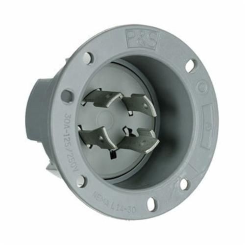 L1430-FIPass & Seymour® Turnlok® L1430-FI Locking Flanged Inlet, 125/250 VAC, 30 A, 2 Poles, 3 Wires, Black/White