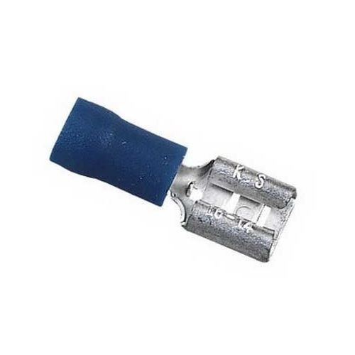 IDEAL® 83-9581 Female Disconnect Terminal, 16 to 14 AWG Conductor, 0.25 x 0.032 in Tab, Shouldered Barrel, Brass, Blue