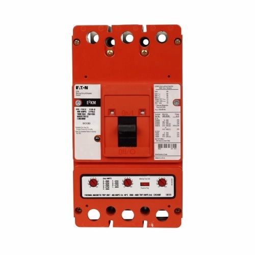 EATON E2LE3400WA06U66 Type E2L Complete Specialty Mining Molded Case Circuit Breaker, 600 VAC/250 VDC, 400 A, 25/22 kA, 3 Poles, 310+ Electronic LSI Trip