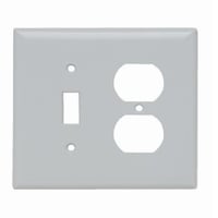 Pass & Seymour® SPJ18-W Junior Jumbo Standard Sized Combination Wallplate, 2 Gangs, 5 in, Thermoplastic, White