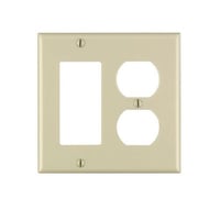 Leviton® Decora® 80455-I Standard Size Combination Wallplate, 2 Gangs, 4.5 in H x 4.56 in W, Thermoset, Ivory