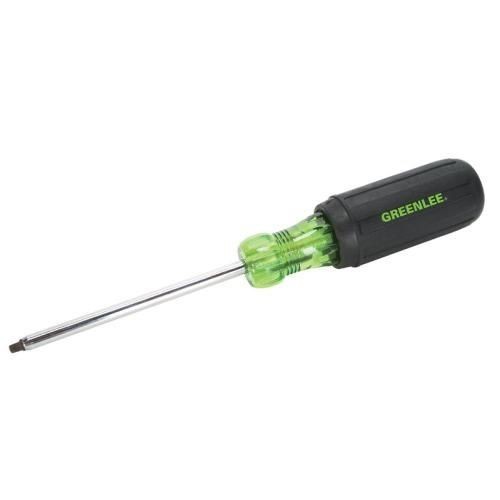Greenlee® 0353-12C Heavy Duty Screwdriver, #1 Square Recessed Point, 7-3/4 in OAL, Polished Chrome, ASME Specified