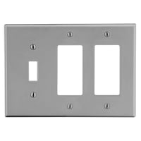 P1262GYWiring Device-Kellems P1262GY Non-Metallic Standard Wallplate, 3 Gangs, 4.63 in L x 6.5 in W, Polycarbonate Thermoplastic, Gray
