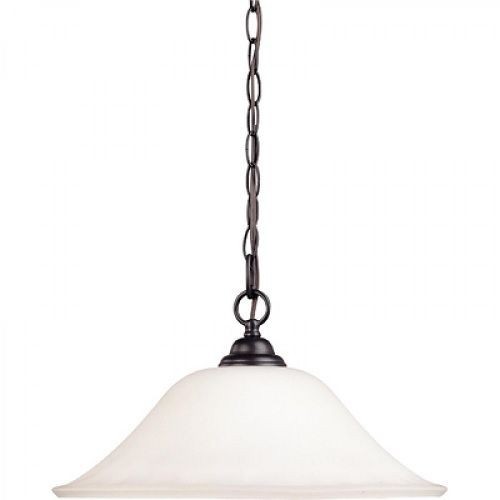 60/1849SATCO® 60/1849 Dupont Transitional Hanging Dome Pendant Light Fixture, (1) A19 Incandescent Lamp, 120 VAC, Dark Chocolate Bronze Housing