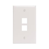 Leviton® QuickPort® 41080-2WP Standard Size Wallplate, 1 Gang, 2-3/4 in W, Plastic, Flush Mount