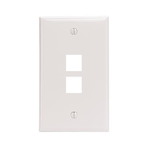 Leviton® QuickPort® 41080-2WP Standard Size Wallplate, 1 Gang, 2-3/4 in W, Plastic, Flush Mount