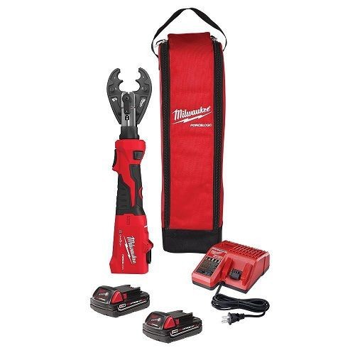 2978-22OMilwaukee® 2978-22O M18™ FORCE LOGIC™ Cordless Linear Utility Crimper Kit, 8 AWG to 600 kcmil Crimping, 6 ton Crimping, 18 V, M18™ REDLITHIUM™ Battery, 19.9 in OAL