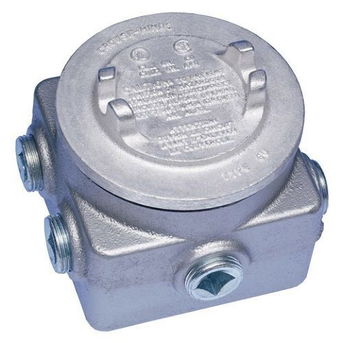 EATON Crouse-Hinds GUP215 Dust-Ignitionproof Explosionproof Raintight Junction Box, 4-1/8 in H x 4-1/8 in W x 2-3/4 in D, NEMA 4, Feraloy® Iron Alloy