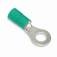 RBC14-38Sta-Kon® RBC14-38 RB Series Heavy Duty Insulated Ring Terminal, 16 to 14 AWG Conductor, 1.26 in L, Brazed/Overlapped Seam Barrel, Copper, Green