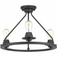 Progress Lighting® P350036-143 Debut Casual/Traditional Semi-Flush Mount Lighting, (3) A19 Incandescent Lamp, 120 VAC, Graphite Painted Housing