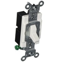 Leviton® CSB1-20W Grounding AC Quiet Toggle Switch, 120/277 VAC, 20 A, 800 W, 1000 VA Power Rating, SP Contact