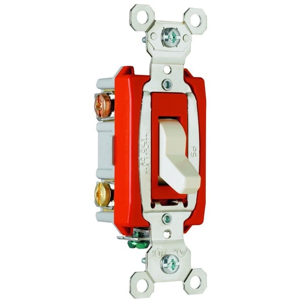 Pass & Seymour® PS20AC3LA 3-Way Heavy Duty Toggle Switch, 120/277 VAC, 20 A, 1/2 hp, 3 W Power Rating