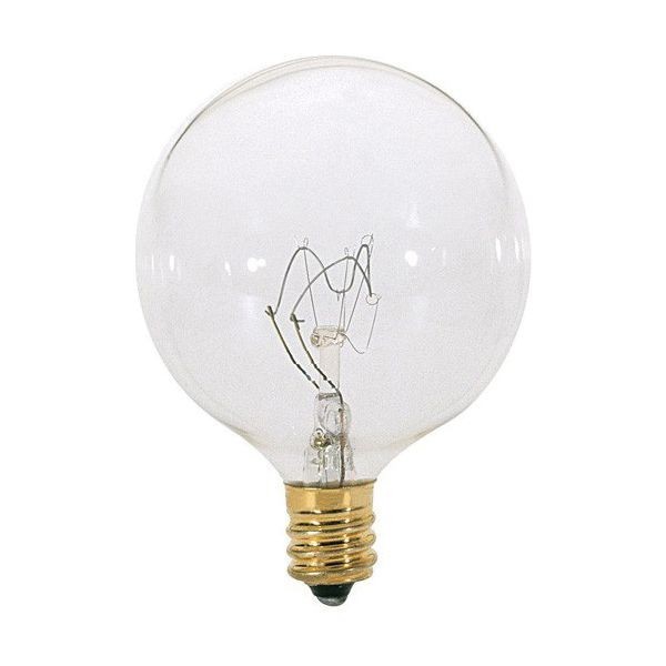 S3821SATCO® S3821 Decorative Dimmable Globe Incandescent Lamp, 15 W, E12 Candelabra Incandescent Lamp, G16-1/2 Shape, 114 Lumens Initial