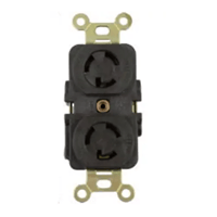 HBL4750Wiring Device-Kellems HBL4750 Grounding Locking Receptacle With Cover, 277 VAC, 15 A, 2 Poles, 3 Wires, Brown