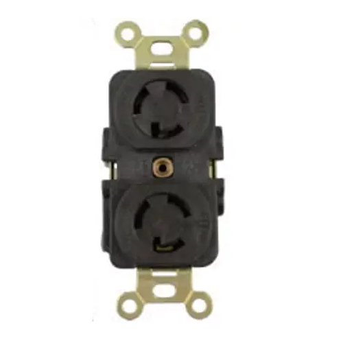 HBL4750Wiring Device-Kellems HBL4750 Grounding Locking Receptacle With Cover, 277 VAC, 15 A, 2 Poles, 3 Wires, Brown
