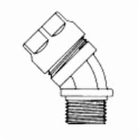 4Q-475TO-Z/Gedney 4Q-4200T Concretetight Liquid Tight Oiltight Raintight Conduit Connector With Insulated Throat, 2 in Trade, 45 deg, Malleable Iron, Zinc Electroplated