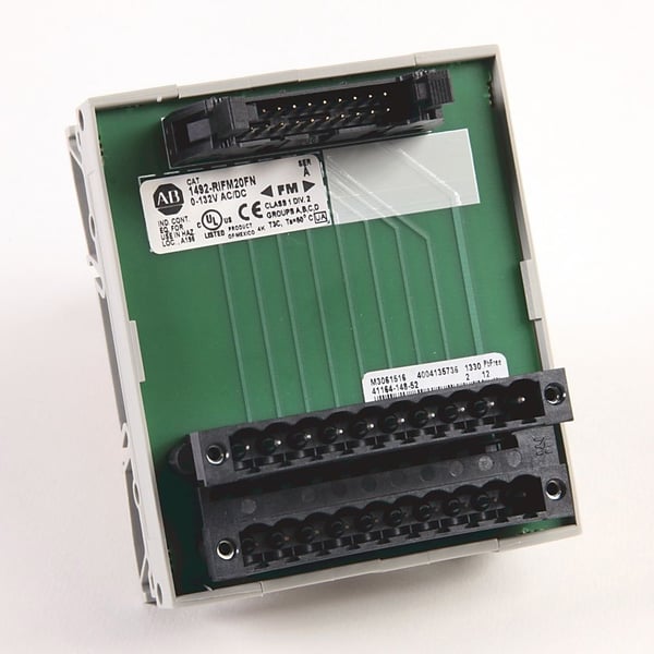 1492-RIFM20FNAllen-Bradley, 1492-RIFM20FN, Digital IFM w/field Removable Terminal Block, (RTB) 20-Pin cable header, Feed-through Std. terminals, Narrow, 132Vac/dc Max.Digital Interface Module w/ Removable Terminal Block