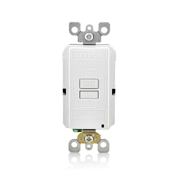 Leviton® SmartlockPro® Slim® GFRBF-W Blank Self-Test Slim GFCI Receptacle, 125 VAC, 20 A, 2 Poles, 3 Wires, White