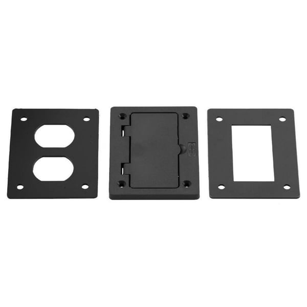 PREMISE WIRING PFBR826BLA Duplex/Decorator Insert Floor Box Cover, 4.15 in L x 2.97 in W, For Use With Floor Box, PVC