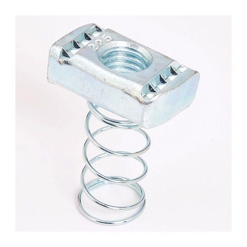 B-Line N228ZN 200 Standard Channel Nut With Spring, For Use With B22, B24, B26 and B32 Series Medium Channel, 3/8 in THK, 3/8-16 Thread, Steel