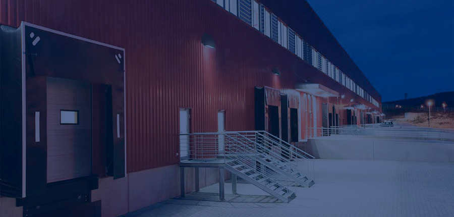 loading dock lit up at night