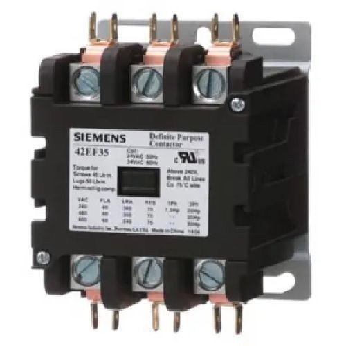 42EF35AFSiemens 42EF35AF Definite Purpose Contactor, 3 Poles, 60 A, 110 to 120 VAC Coil, Class 42 Series