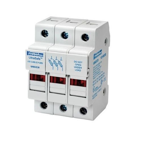 Mersen UltraSafe™ USCC3I Fuse Holder, 600 VAC/VDC, 30 A, 14 to 6 AWG Wire, 3 Poles