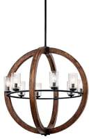 43190AUBKichler® 43190AUB Grand Bank™ 1-Tier Country/Lodge/Rustic Medium Chandelier, (8) Type B Incandescent Lamp, 120 VAC, Auburn Stained Housing