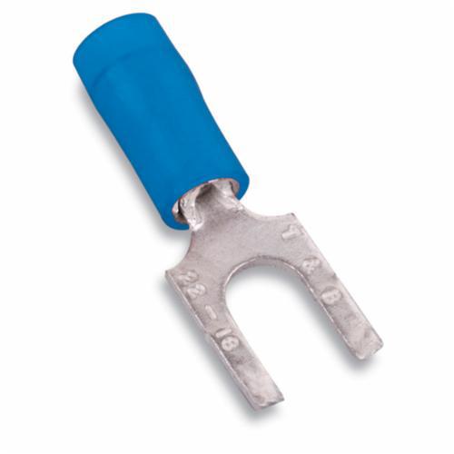 RB14-8FSSta-Kon® RB14-8FS RB Series Insulated Fork Terminal, 18 to 14 AWG Conductor, 0.89 in L, Brazed Seam/Serrated Barrel, Copper, Blue