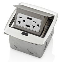 PFUS2-BNLeviton® PFUS2-BN Pop-Up Floor Box With 125 VAC, 15 A Combination Duplex Receptacle and USB Charger, Steel