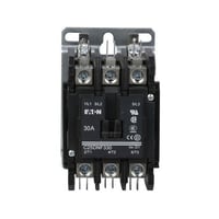 EATON C25DNF330A Non-Reversing Definite Purpose Control Contactor, 110 to 120 VAC V Coil, 30 A Inductive/40 A Resistive, 3 Poles