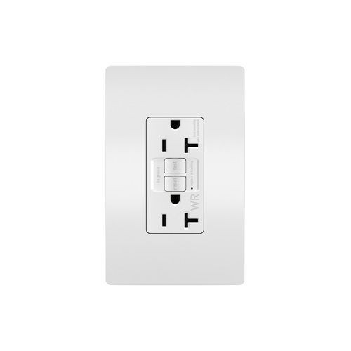 Pass & Seymour® Radiant® 2097TRWRW Duplex Self-Test Tamper/Weather-Resistant GFCI Receptacle, 125 VAC, 20 A, 2 Poles, 3 Wires, White