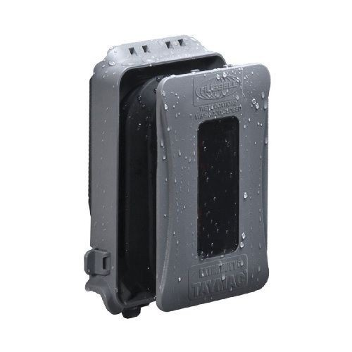 RACO® 16-in-1 Configuration Extra Duty Expandable Flat Non-Metallic Weatherproof While-In-Use Cover, 5.73 in L x 3.61 in W x 1 to 3-1/2 in D, GFCI Device, Neoprene Rubber/Polycarbonate