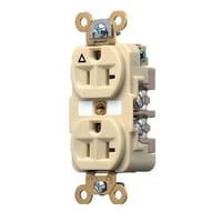 Wiring Device-Kellems HBL® IG5362I Extra Heavy Duty Duplex Isolated Ground Standard Traditional Straight Blade Receptacle, 125 VAC, 20 A, 2 Poles, 3 Wires, Ivory
