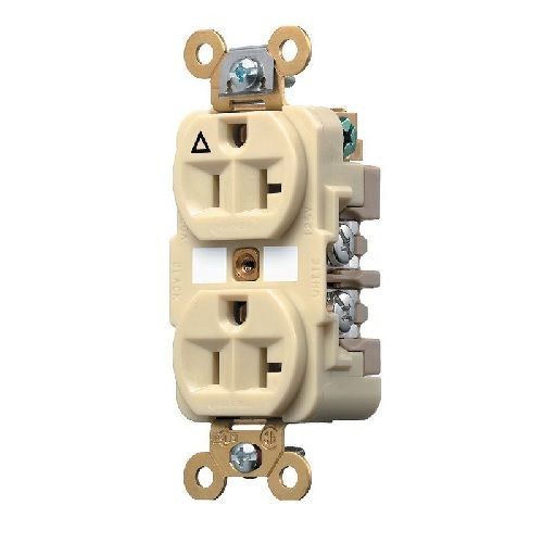 Wiring Device-Kellems HBL® IG5362I Extra Heavy Duty Duplex Isolated Ground Standard Traditional Straight Blade Receptacle, 125 VAC, 20 A, 2 Poles, 3 Wires, Ivory